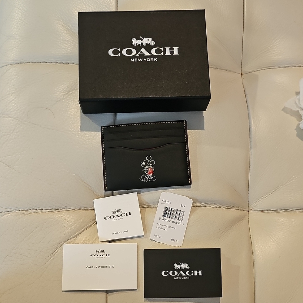 Coach Black and Red Card Holder with Mickey Design - Picture 7 of 7